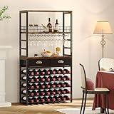 Homeiju Wine Cabinet with Storage, Bar Cabinet with Wine Rack, 6-Tier with Tabletop, Storage Drawer and Wine Storage for Home Bars