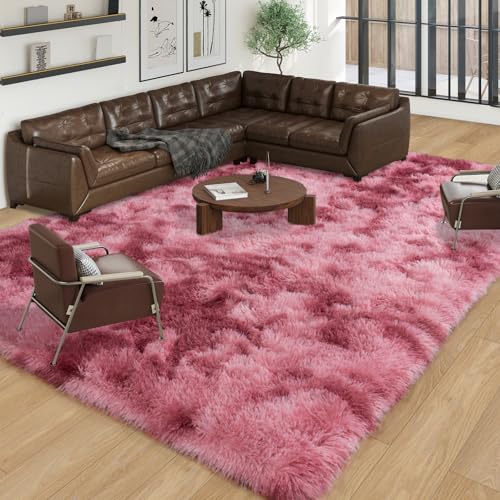 Dssimo Large Area Rugs 9x12 Living Room, Plush Thick Carpets for Boy and Girls Room, Modern Soft Shag Rug for Bedroom, Non Slip, Indoor Carpet for Nursery Dorms Home Decor Aesthetic, Red