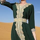 PolyJolly Gold Applique Abaya Dress for Women Dubai Saudi Jasper Moroccan Maxi Kaftan Dress XL