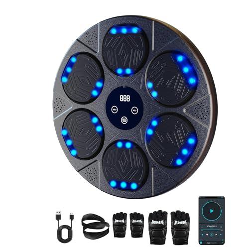 2025 Bluetooth Music Boxing Machine 3.0 for Adults-Kids, Interactive Wall Mounted Workout Punch Game with 4 Gloves for Parent-Child, Light & Sound Training, Home Fitness & Stress Relief