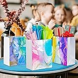 PINWATT 24Pcs Marble Gift Bags with Tissues - 9" Colorful Party Bags with Handles, Suitable for kids girls Birthday Parties, Wedding, Shopping, Baby Shower (4 Assorted Designs)