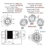 ZJWZJH 3 Position Rotary Switch 19mm 3/4" Blue LED Light 12V 24VDC/AC, Latching Selection Switch 5Amp DPDT 2NO 2NC 8Pin On Off On UL Certification