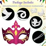 Silipull 100 Pcs Couple Mask Bulk DIY White Paper Craft Half Face Animal Paint Blank Masquerade Masks for Kids Cosplay Mardi Gras Dance Party Decoration, 11 Styles