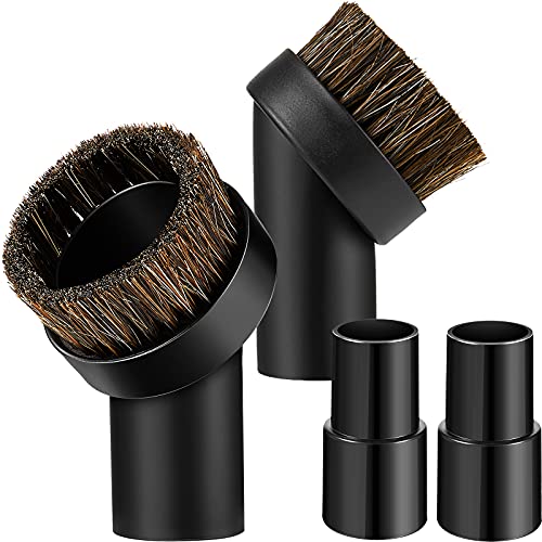 Honoson 2 Pack Vacuum Brush Attachment Round Dust Brush Bristle Cleaner Attachment 1-1/4 Inch Black Replacement with 1.25 to 1.37 Inch Vacuum Hose Adapter Tool for Standard Hose