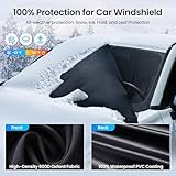 REEVAA Upgraded Car Windshield Cover for Ice & Snow [All-Weather Protection] Magnetic Fit Weatherproof Frost Cover, Car Winter Accessories, Fit for SUVs, Trucks, Cars - Medium (69''x48'')