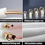 25 Ft Mini Split Line Set.Air Conditioner Copper Tubing Pipes Extension Set, 1/4" & 5/8" 3/8" PE Thickened for AC and Heating Equipment Insulated Coil Line Set HVAC Refrigerant with Nuts. (1/4+5/8)