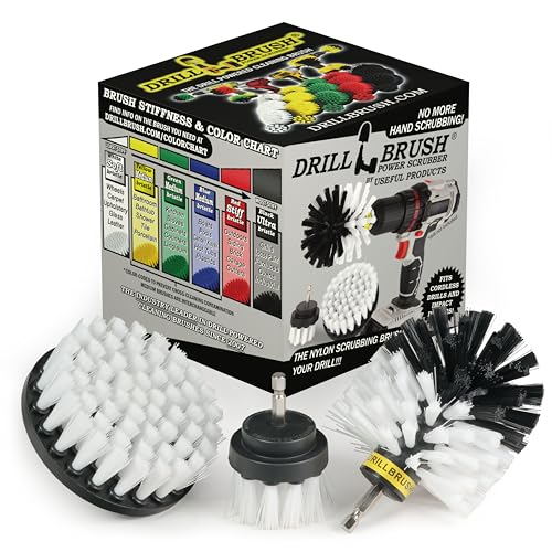 Drillbrush Car Detailing Kit | Drill Brush Set – Soft Bristle Power Scrubber Attachments for Cleaning Car Interior, Upholstery, Carpet, Seats, Wheels, Rims, Dash, Console, and Trim - Nylon Scrub Brush