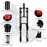 B Bolany Bike Suspension Fork 26/27.5/29" for Mountain Bike DH Air Double Shoulder Downhill Rappelling Shock Absorber Straight Tube Ultralight Bicycle Shock Absorber Rebound Adjust