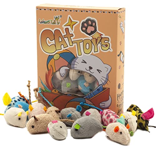 Fashion's Talk Mouse Cat Toys Soft Plush Catnip Mice Assorted Style Variety Pack 32 Count