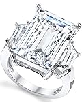 9 Carats Sterling Silver 925 Kim Kardashian Engagement Wedding Ring Emerald-Cut Cubic Zirconia