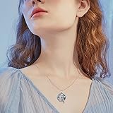 ONEFINITY Raven Necklace Sterling Silver Viking Celtic Crow Raven Crystal Pendant Crescent Moon Pentagram Amulet Wiccan Jewelry Christmas Gifts for Women Men