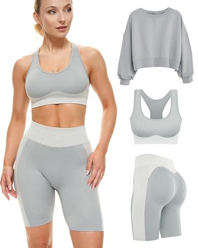 Gym Sets Women 2 Piece or 3, Matching Workout Set Women Shorts Bra, Yoga Workout Outfit, Fitness Exercise Clothes Running Set