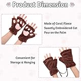 SATINIOR 4 Pairs Fingerless Cat Paw Gloves Mittens Half Finger Paw Gloves Winter Plush Mittens for Kids Adult Costume