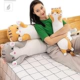 Cute Cat Plush Long Body Pillow Cuddle Cartoon Stuffed Animals Cat Plushie Soft Doll Pillows Gifts for Kids Girls (Orange, 51")