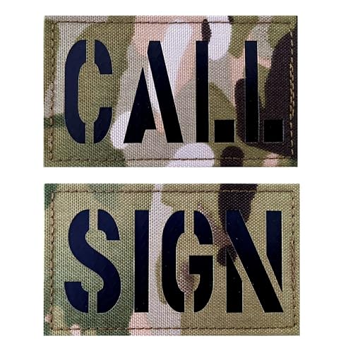 2 Pack Custom 2x3.5 inch Reflective Call Sign Laser Cut Patch (IR Reflective)