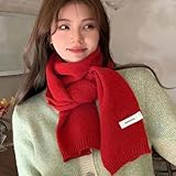 LumiSyne Winter Knitted Scarf Women Men Australian Wool Scarf Solid Color Long Neck Scarf Pashmina Warm Collar Scarf 160×20cm