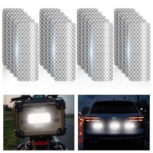 PHIXBEAR 20 Pcs Super Reflection Reflective Stickers Made of 3M DG3, Safety Reflective Tape for Car Bike Mailbox Helmet, White Reflective Tape Outdoor Waterproof 3.15" X 1.18"