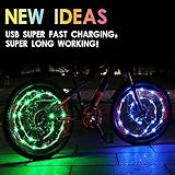 Sumree 2-Tire Pack LED Bike Wheel Lights with USB Rechargeable Battery Bike Lights 16 Modes 7 Colors Changing Over,Get Brighter and Visible from All Angles for Ultimate Safety …