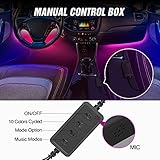 Nilight 72 LED USB Interior Strip Lights Dream Color RGB-IC 12V DC with App RF Remote Control Multicolor Footwell Under Dash Chasing Inside Light Kits 2 Lines Music Sync Mode for Cars Truck ATV UTV