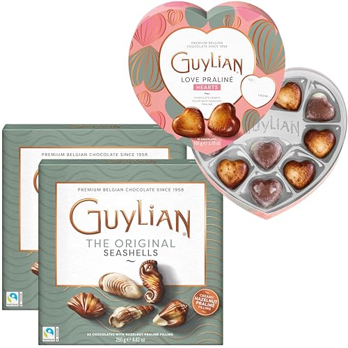 Valentine’s Day Guylian Chocolate Bundle: Hazelnut Praline Truffles & Assorted Praline Hearts – Premium Belgian Chocolates, 22 Truffles & 10 Hearts, for Men & Women