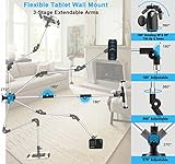 YOOZ Metal Long Arm Tablet Wall Mount Holder [Aluminum Arm 37"] Adjustable Wall Tablet Stand with Foldable Arm for iPad Pro Air Mini, Galaxy Tab, Surface, Switch, Fire, iPhone, 4-12.9"