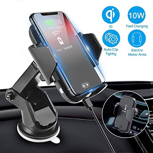 Zebrago Wireless Car Charger for iPhone Xs Max/XS/XR/X/8Plus Qi Fast Phone Holder Mount Auto-Clamping