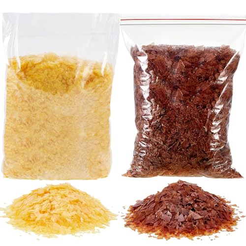 Timgle 35 oz Shellac Flakes Finish Shellac for Home Wood Craft Decoration Household Painting Supplies, Light Yellow and Dark Purple
