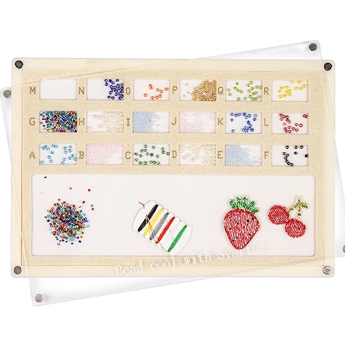 Svartur Acrylic Bead Mat with Lid, Solid Base Seed Bead Tray with Built-in Felt Bead Mat & Magnetic Cover, Bead Board for Jewelry Making, Bead Sorting Tray for Seed Bead, Small Bead Under 4mm