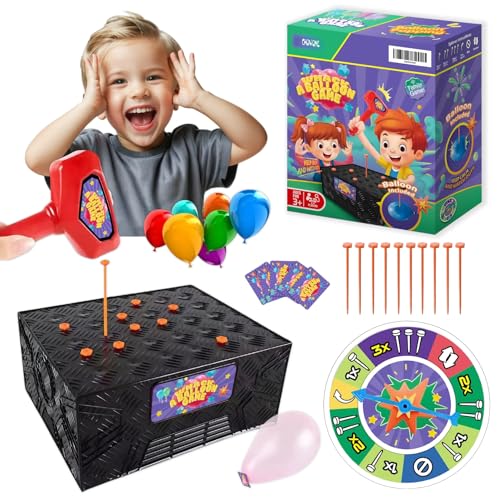 CHOWONE Whack a Balloon Game Bang Popping Balloon Tricky Tabletop Board Game Night for Family Party Blast Balloon Pop Game Explosion Balloon Box Toy Game for Kids and Adults