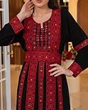 TAMRRA Women’s Abaya Long Sleeve Muslim Dress Ramadan Arabic Abaya with Beautiful Embroidery