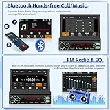 Fuluku 7 inch Motorized Retractable MP5 Wireless carplay Single Din Car Stereo with Android Auto, 1080P Touch Screen 1 Din Radio Bluetooth/FM/SWC/Mirror Link Backup Camera MIC