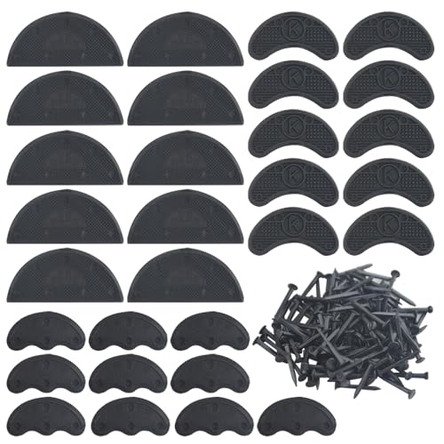 TOVOT 30PCS Heel Plates Black Heel Taps Rubber Tips Sole Heel Repair Pad Replacement with Nails(3 Size)