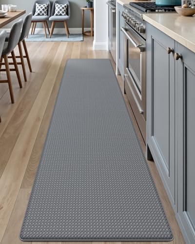 DEXI Kitchen Floor Mats Cushioned Anti Fatigue,17x79,Long Standing Runner Rug Waterproof, Comfort Memory Foam Padded for Front Sink Laundry, Grey