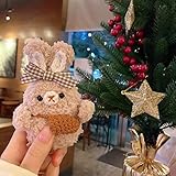 Ubest Cute Soft Hand Made Knit Fur Fluffy Rabbit Bunny Cartoon Animals Case Animal Plush Doll Compatible with Airpods2 Airpods Cartoon Headphones Cover for Girls Brown Best Gift