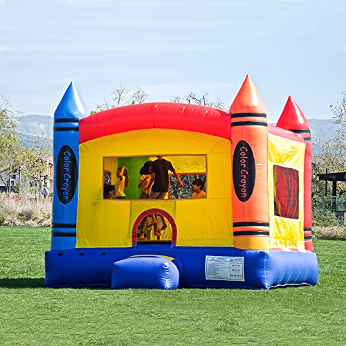 JumpOrange Crayon Commercial Grade Bounce House for Kids and Adults (with Blower), Outdoor Indoor Use, Birthday Party Rental, Bouncy House Jumper, Big Inflatable, All-Seasons