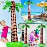 Talltalk 4 Pcs 102 Inch Giant Inflatable Palm Tree Tall Blow up Palm Tree Balloons for Summer Hawaiian Tropical Beach Party Decorations Luau Party Supplies Pool Photo Booth