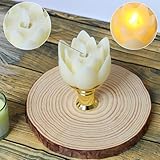 6 PCS Diwali LED Lotus Table Candles - 3’’ Lotus Lamps Electronic Buddhist Lights Battery Operated Buddha Flickering Warm White Lights for Home Decorative Temple Desktop Centerpiece