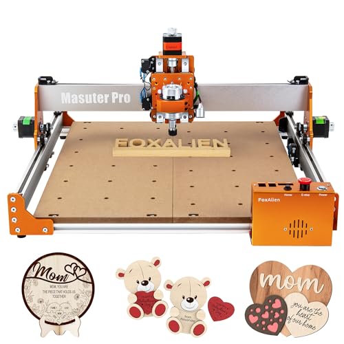 FoxAlien Masuter Pro CNC Router Machine, Upgraded 3-Axis Engraving All-Metal Milling Machine for Wood Acrylic MDF Nylon Carving Cutting