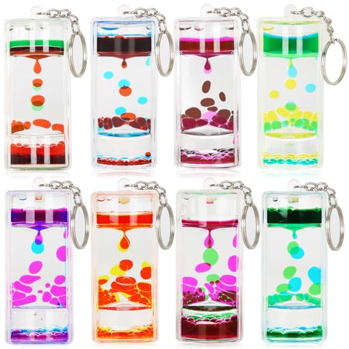 OCTTN Dynamic Liquid Timers Key Chain Set, Colorful Motion Bubbler Timekeeper Key Chain, Liquid Hourglass Keychains