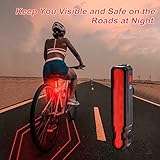 Super Bright Bike Laser Light USB Rechargeable Bike Tail Light Rear and Front Cycling Lights 5 LED 6 Modes Waterproof Mountain Bicycle Light with Safety Warning Lamp for Bicycle Night Riding