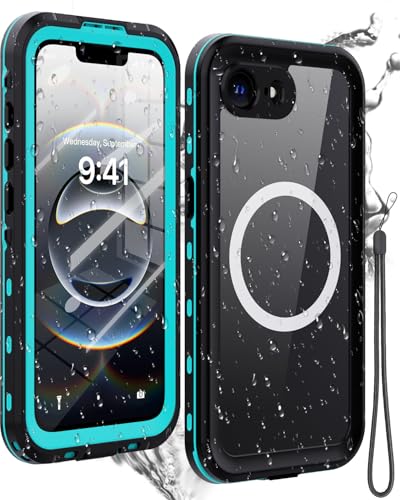 Miimall Case for iPhone 16e 2025, Built-in Temper Glass Screen Protector and Camera Lens Protector, [IP68 Waterproof], [MagSafe Compatible], Rugged Heavy Duty Cover iPhone SE4 Case 2025, Light Blue