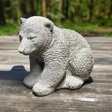 Crouching Bear Statue Sitting Wild Bear Sculpture Cement Forest Style Decoration Outdoor Sitting Bear Figure Detailed Stone Ornament Statue Gift Idea