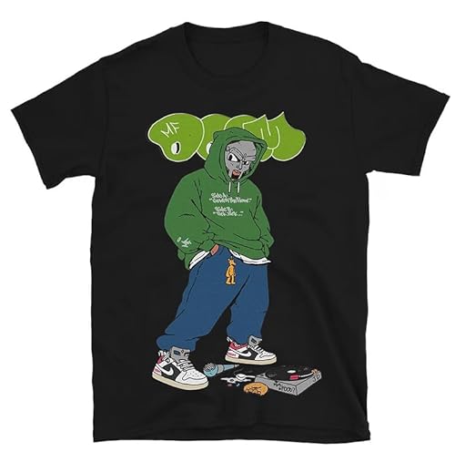 MF Doom T Shirt Men's Women Shirts Hip hop Round Necks Short Sleeves Shirt Black 3XL