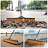 CLEANHOME 24”Push Broom Brush for Floor Cleaning with 65” Long Handle and Stiff Bristles, Heavy Duty Brush for Shop, Deck, Garage, Concrete,Indoor and Outdoor Broom,Orange