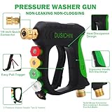 DUSICHIN Short Pressure Washer Gun with Foam Cannon,Dual Connector Accessory, Car Wash Foam Cannon Kit 1/4 Inch Quick Connector, 5 Pressure Washer Nozzle Tips,Double Tip Attachment For Soap Cannon