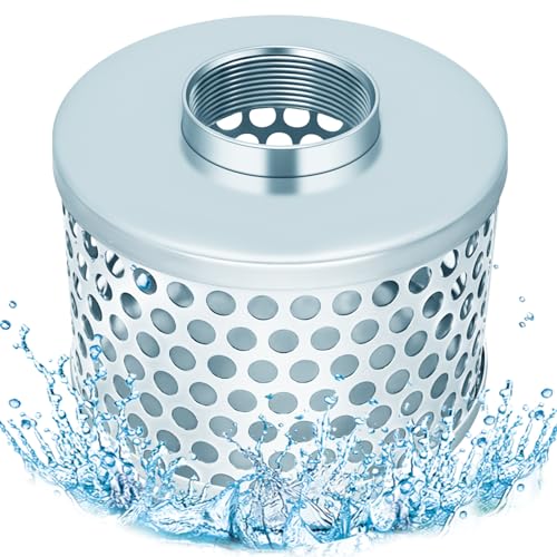 3” Pump Suction Hose Strainer, Round Hole Steel Basket Water Suction Filter, Carbon Steel Plated, with NPT Female Thread (3 inch)