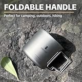 Vandroop Camping Titanium Mug, 500ml Travel Outdoor Mug with Foldable Handle, Camping Coffee Cup for Outdoor Hiking Travelling Backpacking