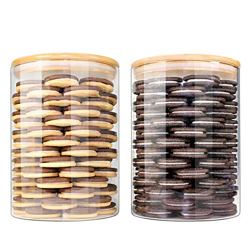 EcoEvo Glass Jars with Bamboo Lids, Glass Food Jars and Canisters Sets, Flour Jar, Large Food Canister with airtight lids, Flour Storage Container, Pantry Jars, 100oz