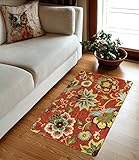 Lahome Red Kitchen Rugs - 2'x3' Small Entryway Rug Washable Kitchen Mat, Non Slip Area Rug Throw Modern Floral Rugs Door Mat for Bathroom Bedroom