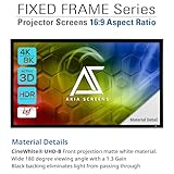 Akia Screens Fixed Frame Projector Screen 100 inch 16:9 8K 4K Ultra HD 3D Ready Wall Mount CINEWHITE UHD-B 100 Projection Screen for Indoor Movie Video Home Theater Cinema Office AK-FF100WH2